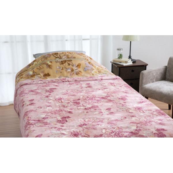 【メーカー直送】ロマンス小杉 ニューマイヤーアクリル毛布(毛羽部分) (ビンテージフラワー・140×...