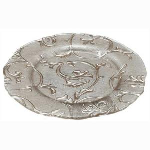 IVV イタリア製 ガラスプレート 皿 HELIX ヘリックス 31cm シルバー