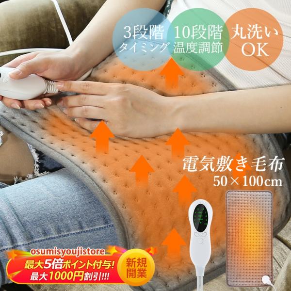 電気毛布 電気敷き毛布 電気ブランケット 電気敷毛布 10段階温度調節 シングル ロングサイズ ダニ...