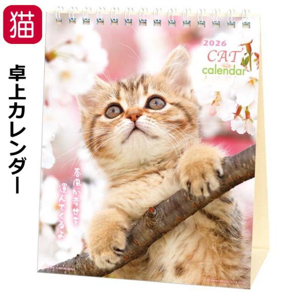 カレンダー 2026 卓上 猫 CAT リトルキャット 令和8年 26ACL-537 小 紙 日本製...