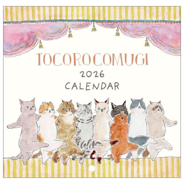 カレンダー 2026 壁掛け 猫 トコロコムギ 2026年 令和8年 紙 日本製 日曜始まり 猫カレ...
