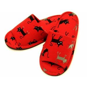 スリッパ 猫柄 前あき 黒猫 コットン ルーム...の詳細画像4