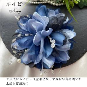 コサージュ 結婚式 母親 ネイビー 50代 6...の詳細画像2