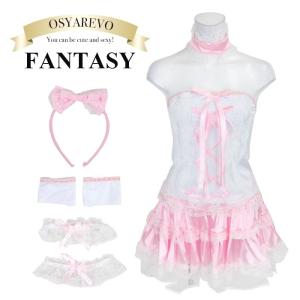 コスプレ ファンタジー ロリータ ピンク リボンカチューシャ レースアップ 仮装｜osyarevo