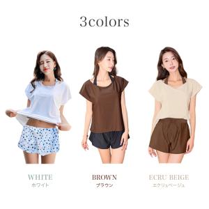 ラッシュガード レディース 半袖 tシャツ 単...の詳細画像2