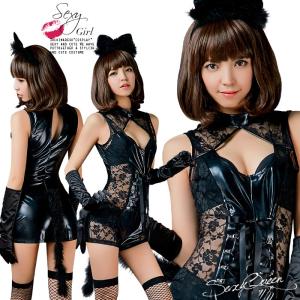 猫 セクシー コスチューム ボンテージ 猫耳 ブラックキャット