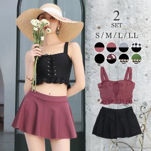 水着 レディース ビキニ 体型カバー タンキニ フレアスカート