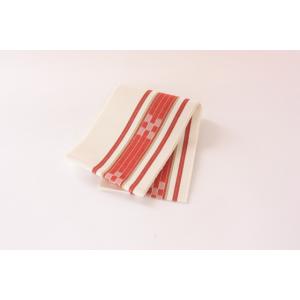 経産省指定の伝統工芸品 八重山ミンサー半巾帯 白地 紅縞模様