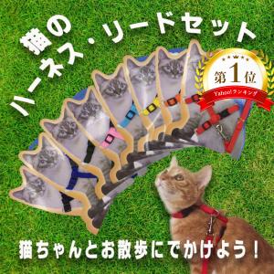 猫 ハーネス リード セット 外れない 猫用リード 猫用ハーネス 首輪 リード付き 猫用品 散歩｜ot-select