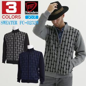 ゴルフウェア メンズ フルジップ 裏地付き 防風 セーター