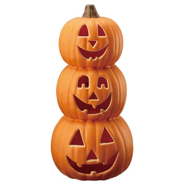 秋の装飾 ハロウィン 飾り 店舗・自宅兼用 LEDパンプキンランタン 3連 1個 幅22×奥行22×...