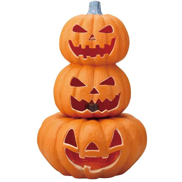 秋の装飾 ハロウィン 飾り 店舗・自宅兼用 LEDパンプキンランタン 3連 1個 幅43×奥行43×...