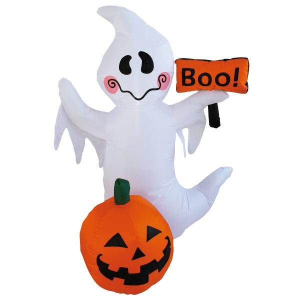 秋の装飾 ハロウィン 飾り 店舗・自宅兼用 エアブロードール BOOゴースト 1台 幅80×奥行55...