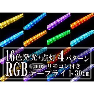 16色＋発光4パターン リモコン付RGBテープライト 30cm・セット ###RGBテープセット30★###｜otakaratuuhann-sp