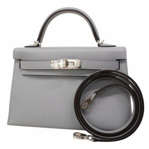 【6ea0103-g】エルメス ハンドバッグ ミニケリー2 マダム グリパンタン シルバー金具 K刻印【中古】レディース