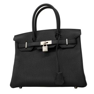 ★SALE 【6fa1551-g】エルメス ハンドバッグ バーキン30 トゴ ブラック シルバー金具 K刻印【中古】レディース