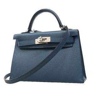 ★SALE 【6fa1752-g】エルメス ハンドバッグ ミニケリー2 マダム ブルートンペット シルバー金具 G刻印 2wayバッグ【中古】レディース