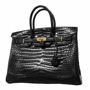 ★SALE 【6fa1753-g】エルメス ハンドバッグ バーキン35 ポロサス ブラック ゴールド金具 □G刻印【中古】レディース