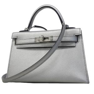 ★SALE 【6fc3760-g】エルメス ハンドバッグ ミニケリー2 シェブルシャムキラ アルジャン シルバー金具 G刻印 2wayバッグ