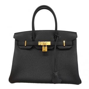 ★SALE 【6fc4406-g】エルメス ハンドバッグ バーキン30 トゴ ブラック ゴールド金具 K刻印【中古】レディース