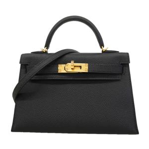 ★SALE 【6fc4407-g】エルメス ハンドバッグ ミニケリー2 ヴォーエプソン ブラック ゴールド金具 K刻印 2wayバッグ【中古】レディース