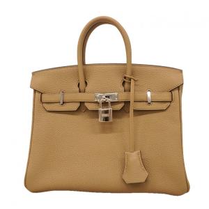 ★SALE 【6fd6208-g】エルメス ハンドバッグ バーキン25 トゴ ベージュマルファ シルバー金具 W刻印【中古】レディース