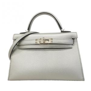 ★SALE 【6gc2478-g】エルメス ハンドバッグ ミニケリー2 シェブルシャムキラ アルジャン シルバー金具 G刻印 2wayバッグ