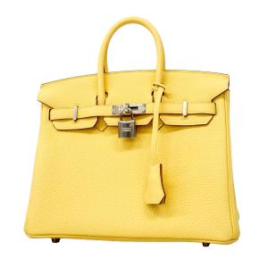 ★SALE 【6hd3084-g】エルメス ハンドバッグ バーキン25 トゴ ジョーヌプッサン シルバー金具 G刻印【中古】レディース