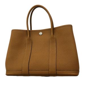 【6fa0793】エルメス トートバッグ ガーデンパーティTPM ネゴンダ ビスキュイ シルバー金具 W刻印【中古】レディース