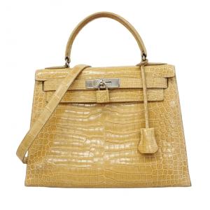 【6ab0941-g】エルメス ハンドバッグ ケリー28 ポロサス プシエール シルバー金具 □C刻印 2wayバッグ【中古】レディース