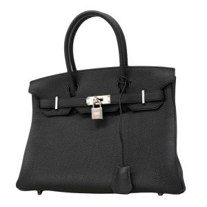 ★SALE 【6ee6418-g】エルメス ハンドバッグ バーキン30 トゴ ブラック シルバー金具 W刻印【中古】レディース