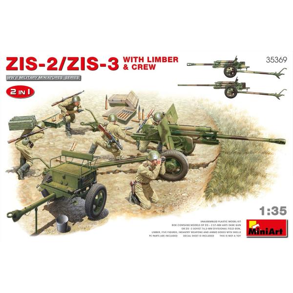 ミニアート 1/35 ソビエト軍 ZIS-2/ZIS-3 対戦車砲 選択式 砲兵5体 歩兵用武器 弾...
