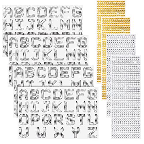 8枚 アルファベット 熱接着ラインストーンシートの組み合わせ キラキラ 装飾 自己粘着 ハンドメイド...