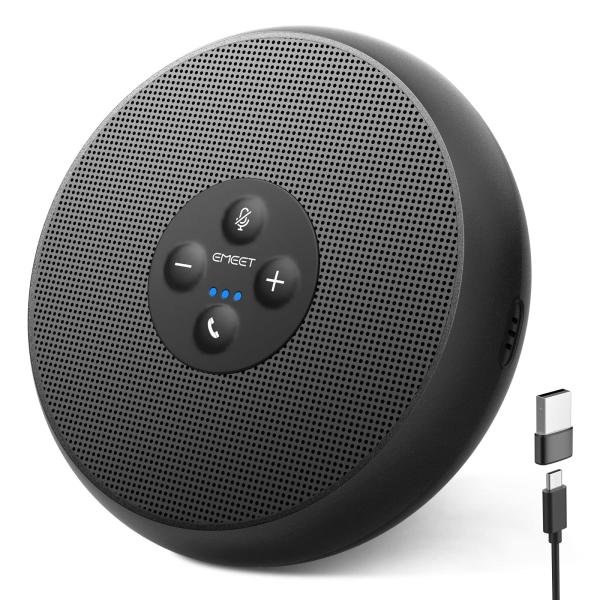 EMEET スピーカーフォン Zoom認証 360?全方向集音 会議用マイクスピーカー 双方向通話 ...