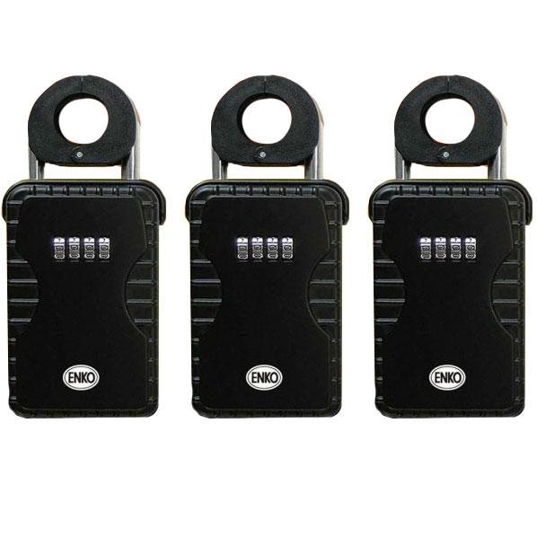 南京錠型ダイヤル式キーボックス 3個セット キーストック セキュリティ 収納付き南京錠 鍵保管 鍵収...
