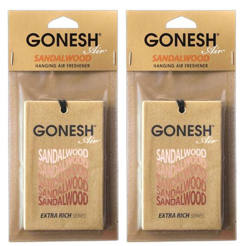 車 芳香剤 GONESH ガーネッシュ ハンキングエアフレッシュナー サンダルウッド 2個 ペーパー...