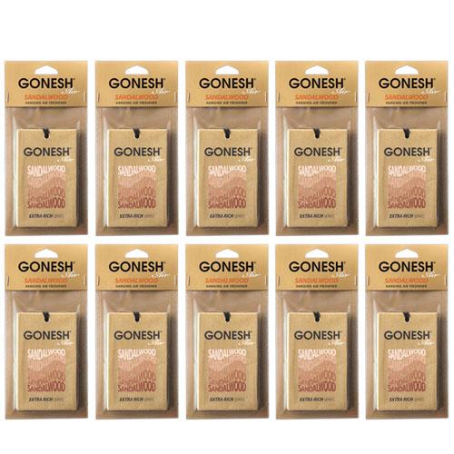 車 芳香剤 GONESH ガーネッシュ ハンキングエアフレッシュナー サンダルウッド 10個 ペーパ...