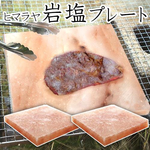 ヒマラヤ産岩塩プレート大判 18cm角型 2枚組 ソルトロースタープレート 食用岩塩板 七輪 焼肉 ...