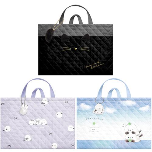 キルティングレッスンバッグ 小学校 ネコ シマエナガ 手提げ袋 手提げバッグ お道具箱 お稽古バッグ...