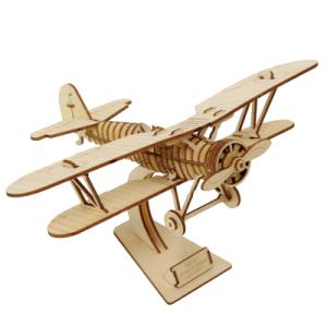 木製立体パズル ki-gu-mi 複葉機 飛行機 3Dウッドパズル 組み立てキット 知育玩具