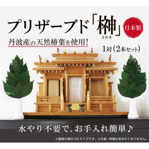 枯れない榊 御榊 M 1対(2本セット)プリザ...の詳細画像1