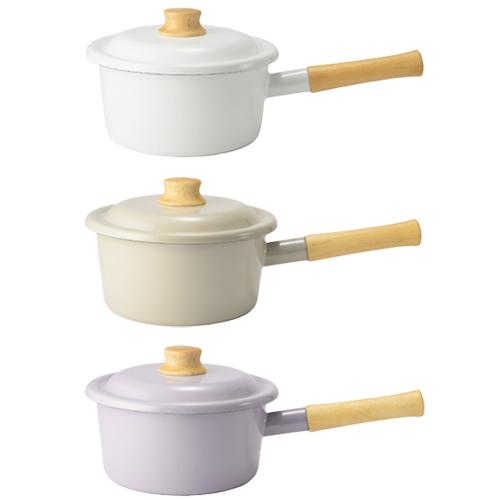 ホーロー蓋付き片手鍋18cm IH対応 ソースパン 片手鍋 ホーロー鍋 ガス火 琺瑯鍋 ニュアンスカ...