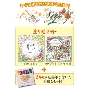 大人の塗り絵セット 色鉛筆24色付き 新装版 ...の詳細画像2