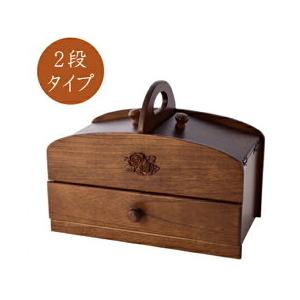 木製ソーイングボックス 日本製 裁縫箱 2段式 国産木製裁縫箱｜otasuke