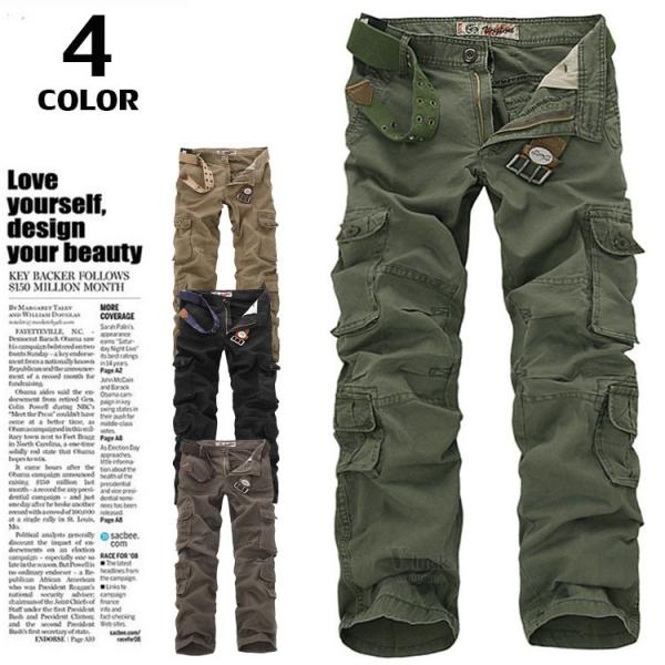 カーゴパンツ メンズ ボトムス 作業着 ワークパンツ カラーパンツ 長ズボン ミリタリーパンツ カジ...