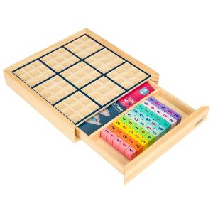 木製 ナンバープレース数独 ナンプレ 引き出し付きボードゲーム (カラフル) - 数学脳ティーザー おもちゃ 教育 卓上 ゲーム トレイン｜otc-store