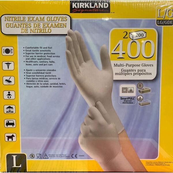 Kirkland (カークランド) ニトリル 試験手袋 400枚 Lサイズ 多目的 ラテックスフリー