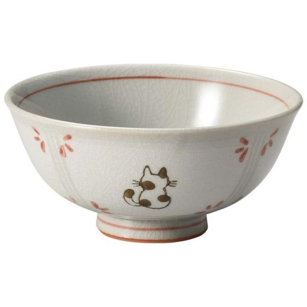 山下工芸 飯碗 陶器 φ11.5×5.2cm せねこ茶碗赤