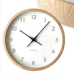 KATOMOKU Muku Clock 7 ナチュラル 電波時計 連続秒針ムーブメント km-60 φ306mm (ナチュラル)｜otc-store