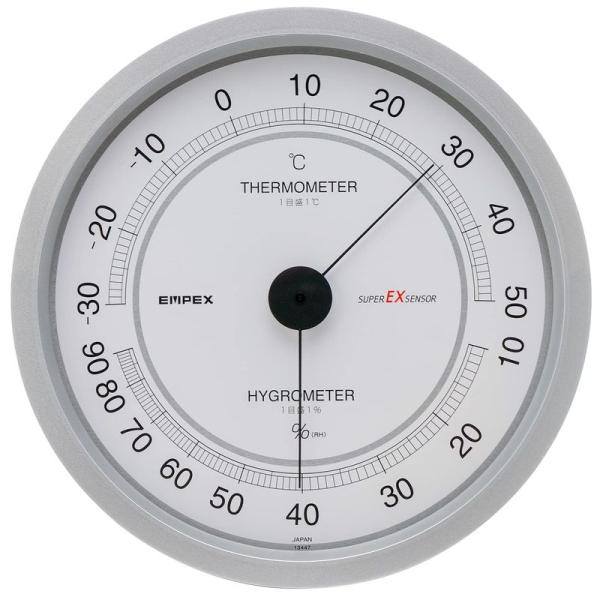 エンペックス気象計 温度湿度計 スーパーEX 温湿度計 壁掛け用 日本製 シャインシルバー EX-2...